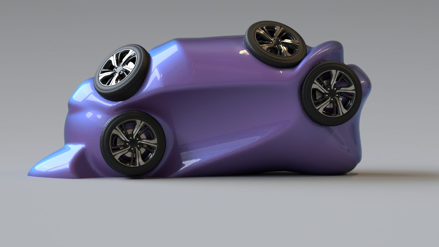 AUVOT study: violet body, its four wheels set on the flank