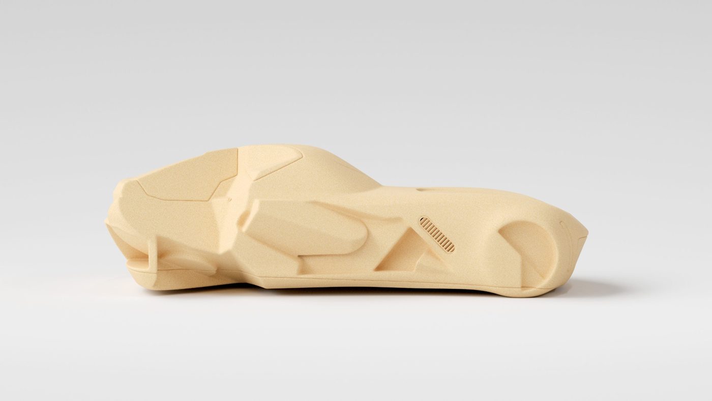 AUVOT study: sand-coloured matte body, faceted